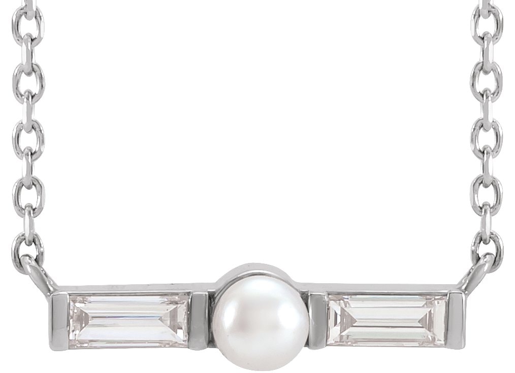 Pearl Petite Bar Necklace or Center