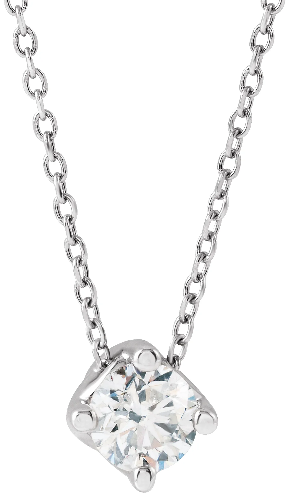 Natural Diamond Solitaire Necklace in Platinum
