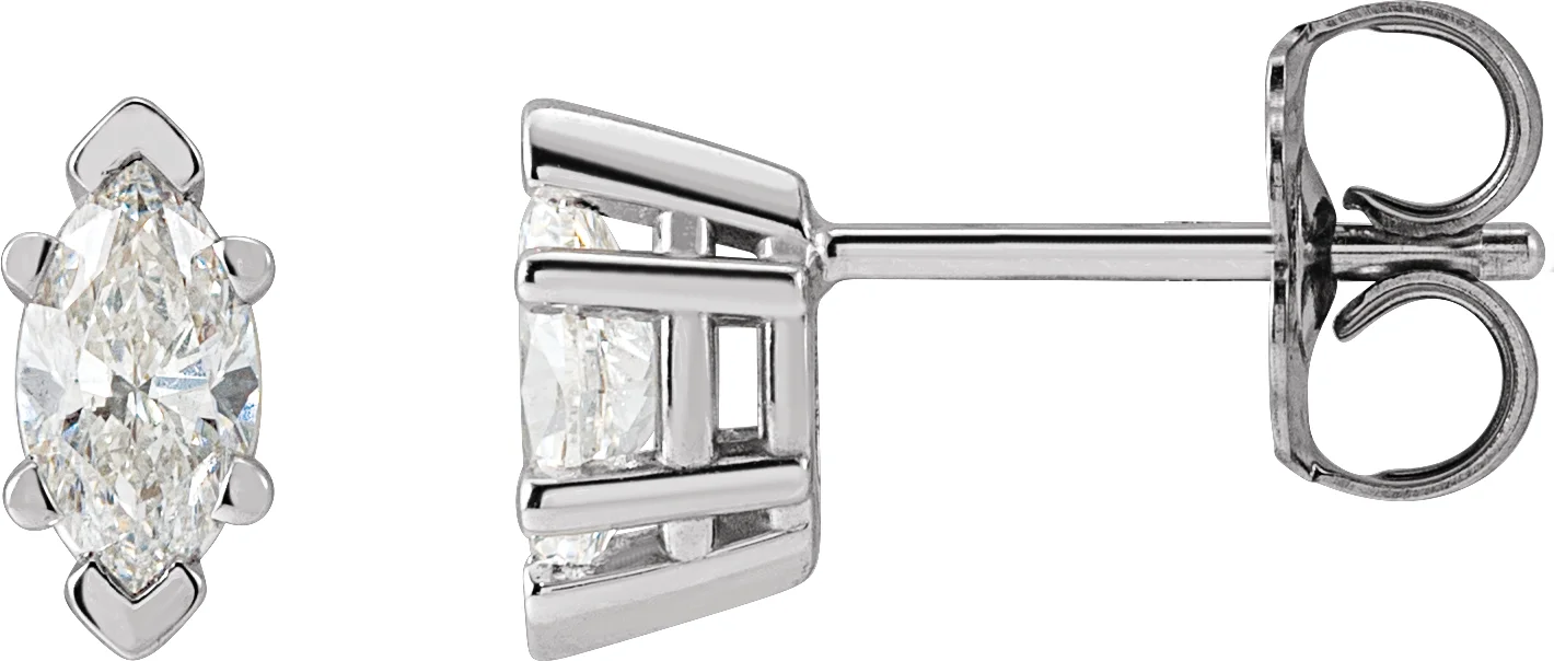 Marquise 6-Prong V-End Stud Earrings