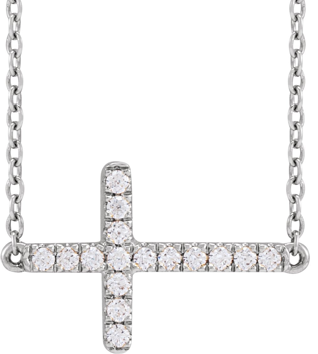 Lab-Grown Diamond Sideways Cross Necklace