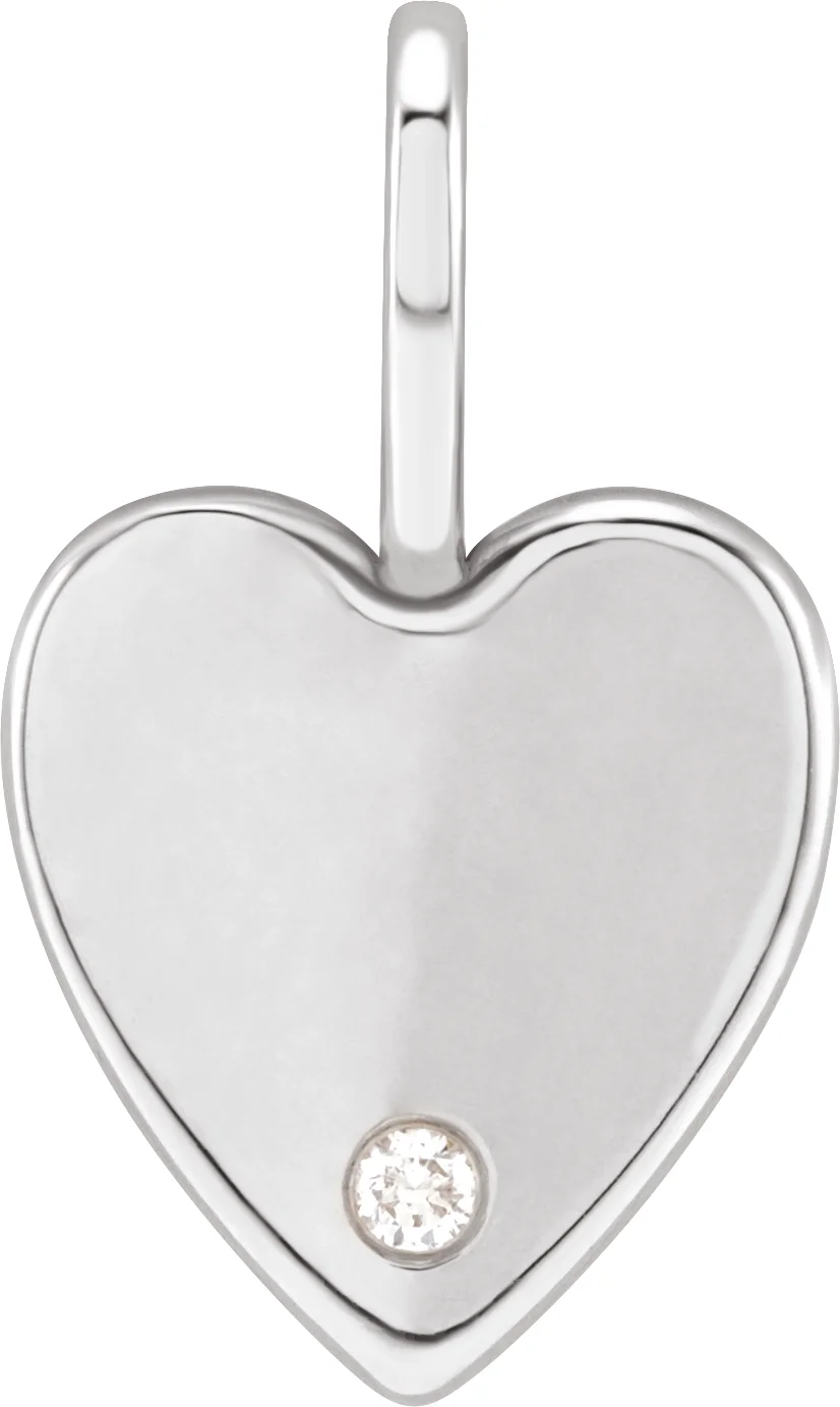 Engravable Accented Heart Charm/Pendant