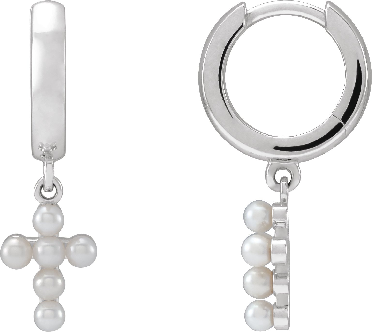 Pearl Cross Hoop Earrings