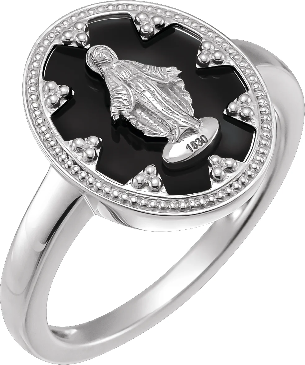 Enamel Miraculous Medal Ring