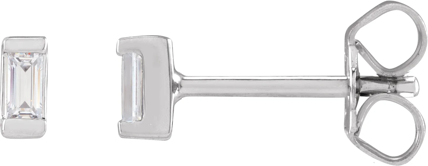 Straight Baguette Bezel-Set Stud Earrings