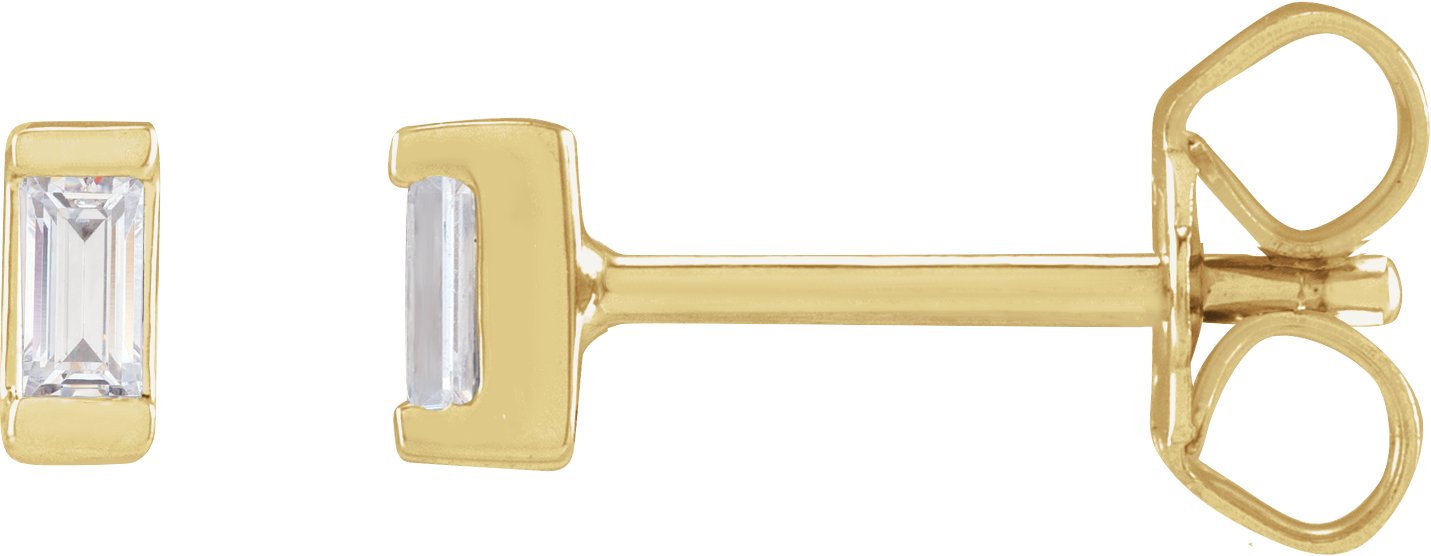Straight Baguette Bezel-Set Stud Earrings