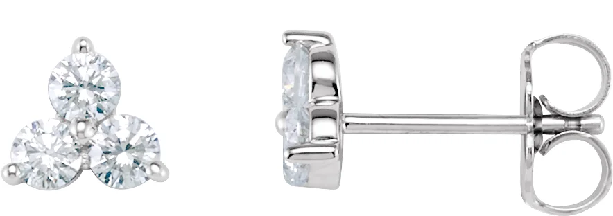 Three-Stone Cluster Earrings