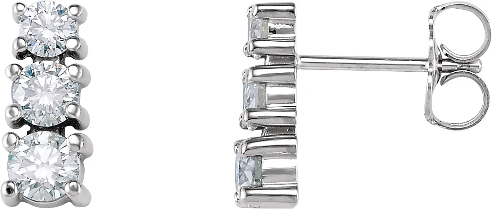 Graduated Three-Stone Earrings