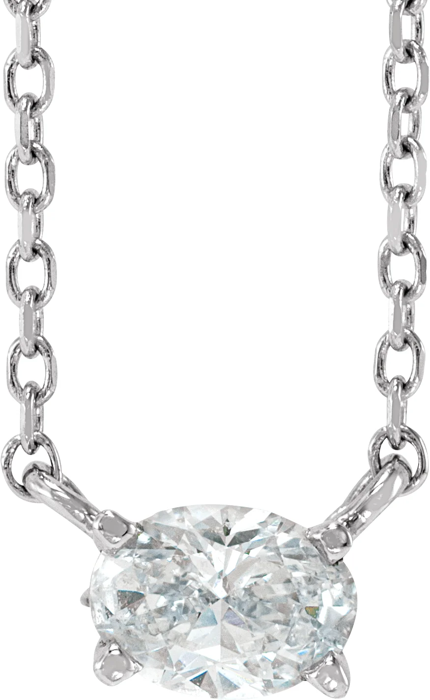 Natural Diamond Solitaire Necklace in Platinum