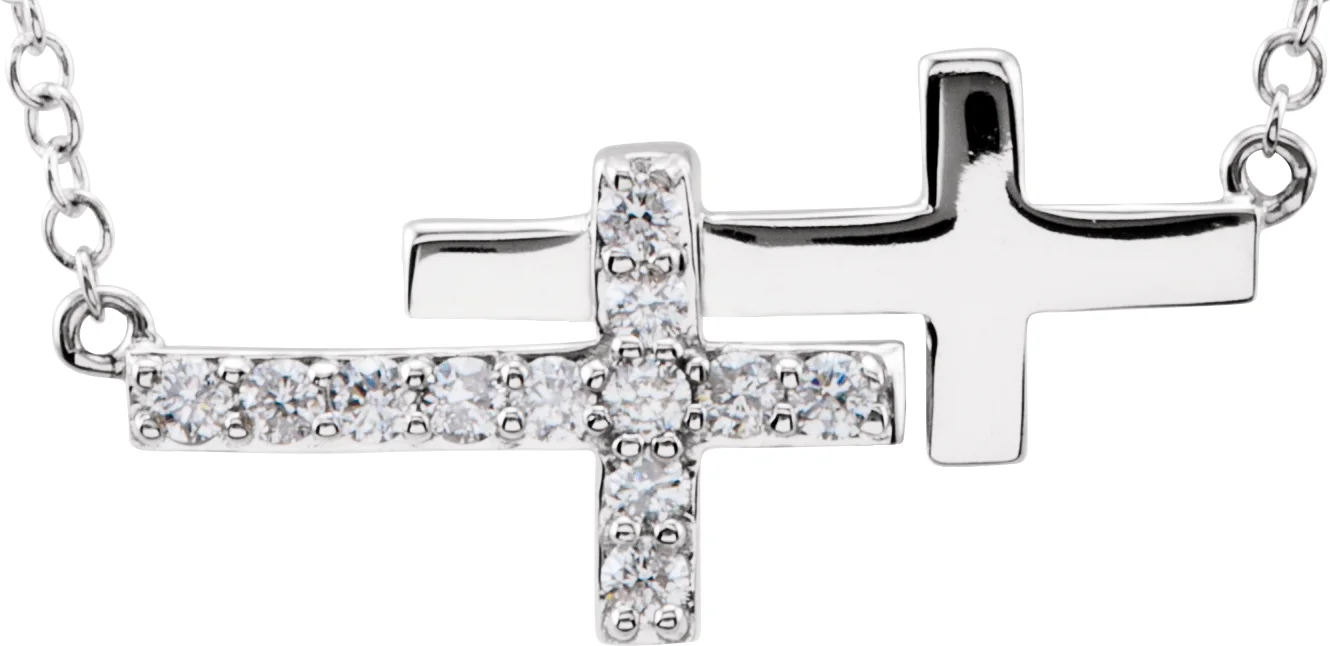 Sideways Double Cross Necklace