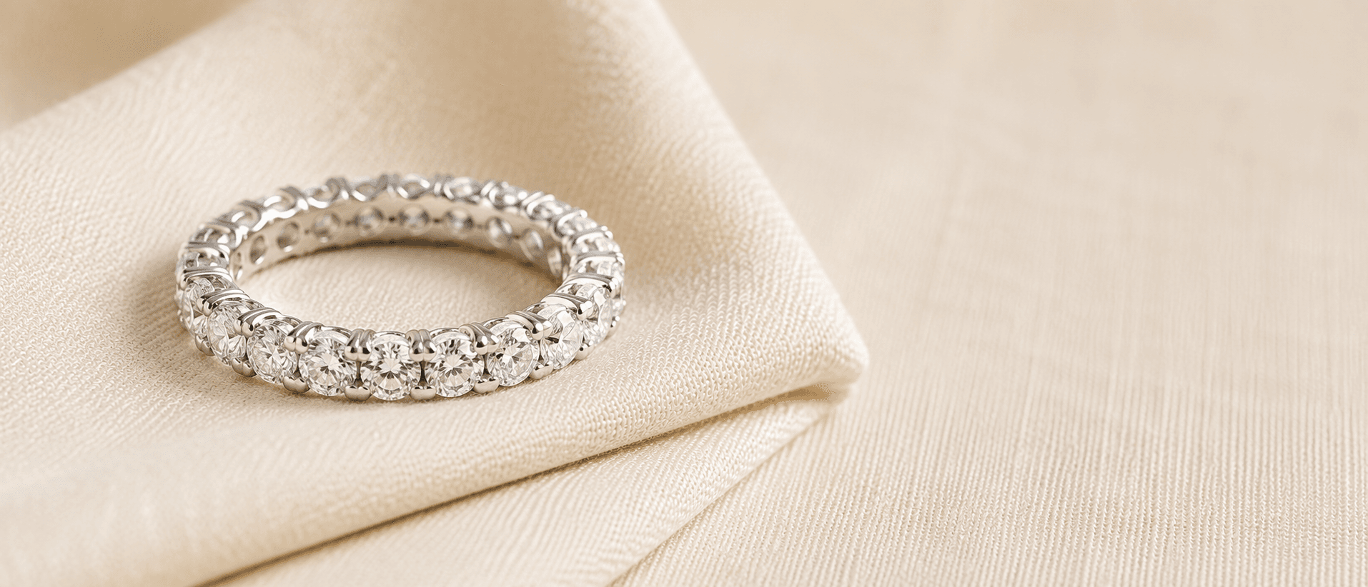 Diamond eternity anniversary band in platinum, handcrafted at ATL Luxury Jewelers in Atlanta