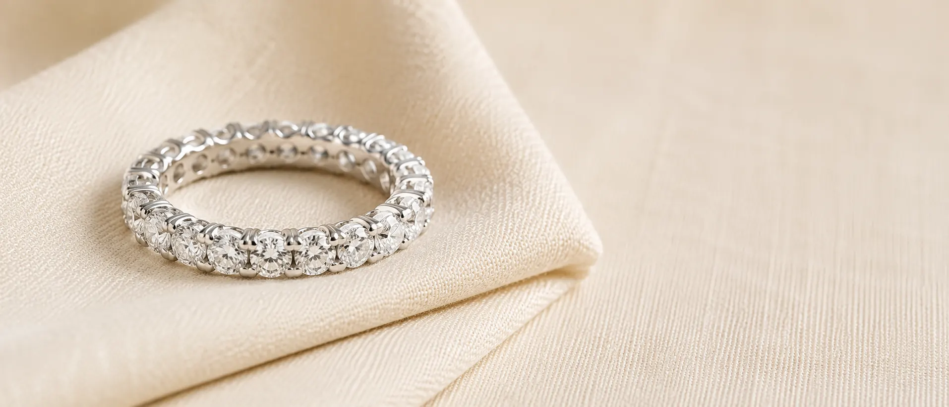 Diamond eternity anniversary band in platinum, handcrafted at ATL Luxury Jewelry in Atlanta