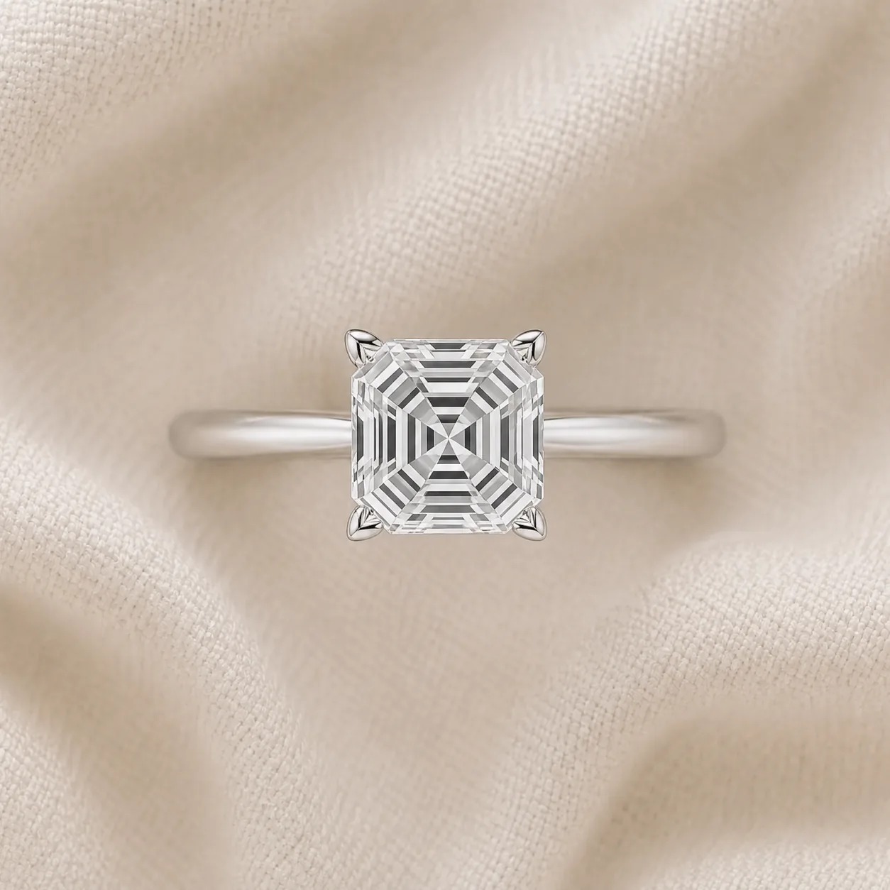 Asscher cut diamond engagement ring