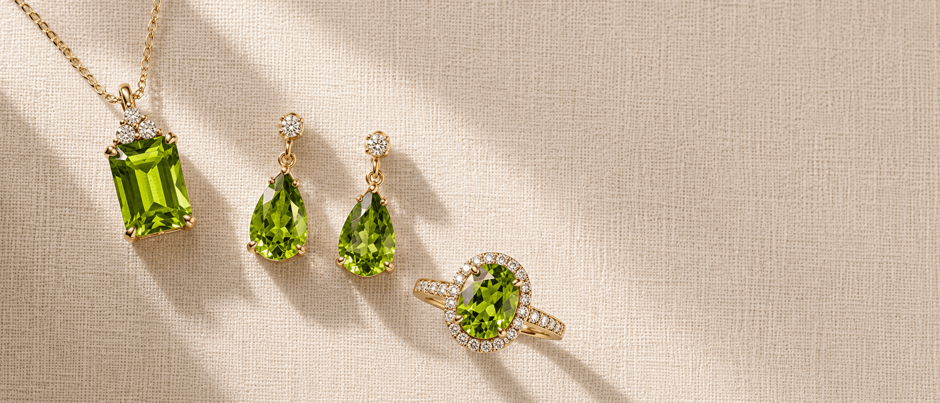 August birthstone jewelry — Peridot / Spinel