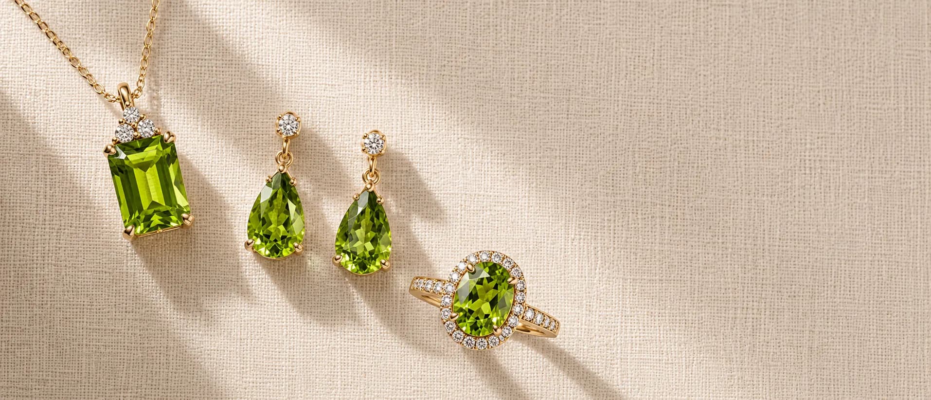 August birthstone jewelry — Peridot / Spinel