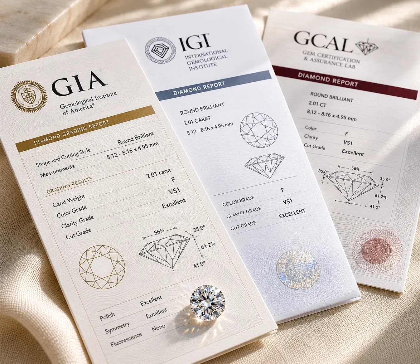 GIA IGI GCAL diamond grading certificates at ATL Luxury Jewelry Atlanta