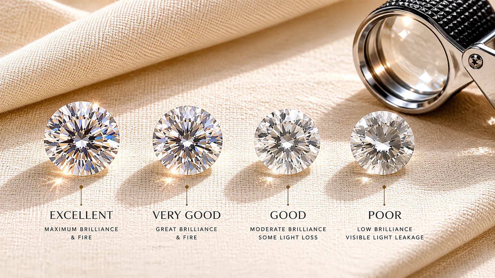 Diamond cut grade comparison from Excellent to Poor at ATL Luxury Jewelry Atlanta