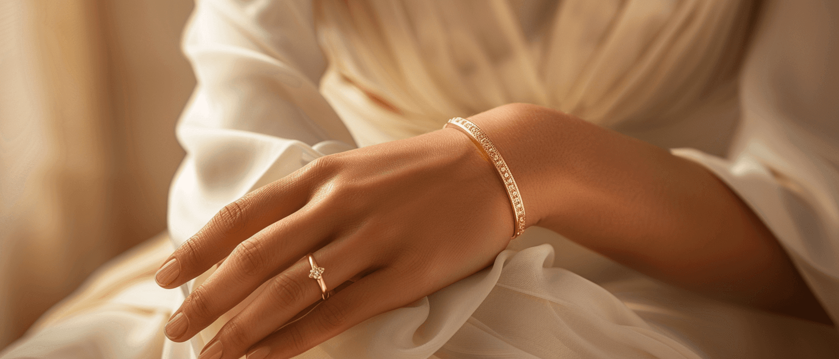 Elegant gold bracelet on wrist