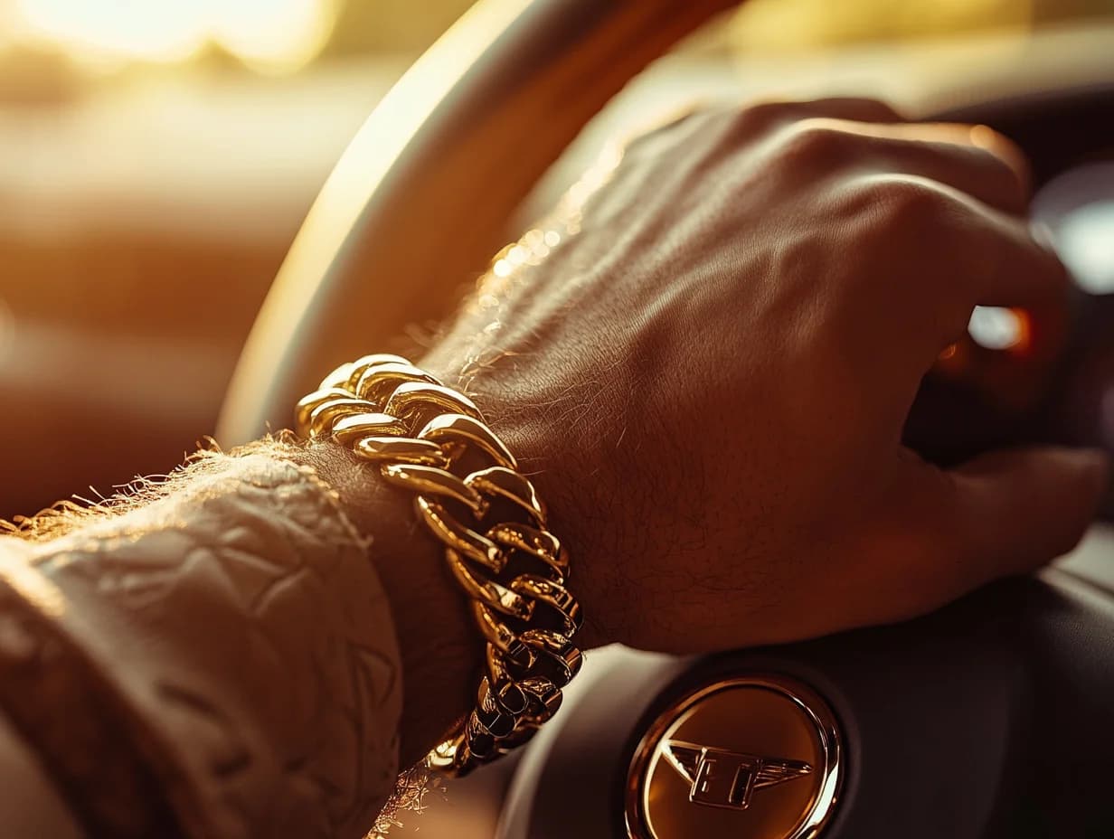 Man wearing gold bracelet