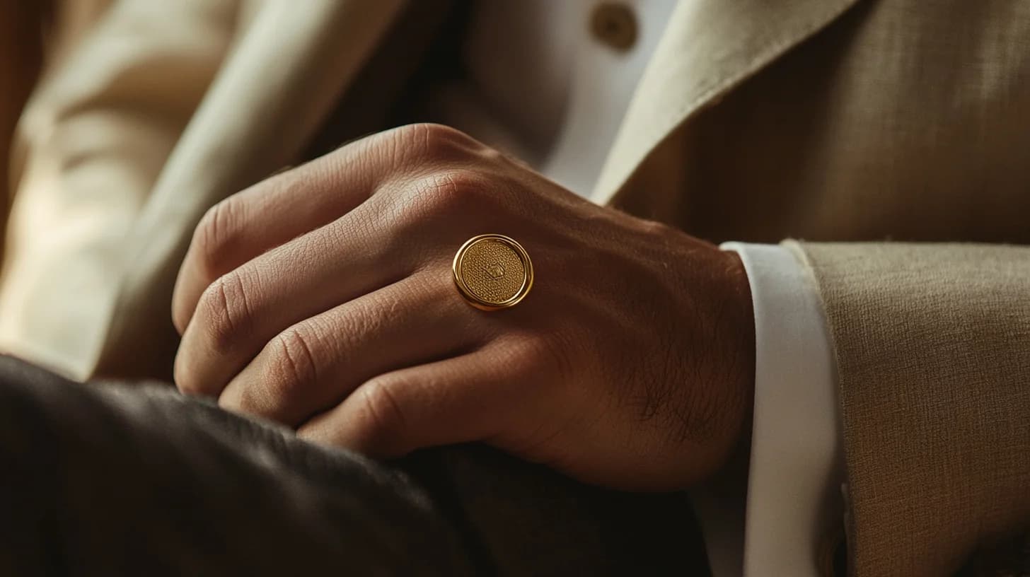 Man wearing gold ring