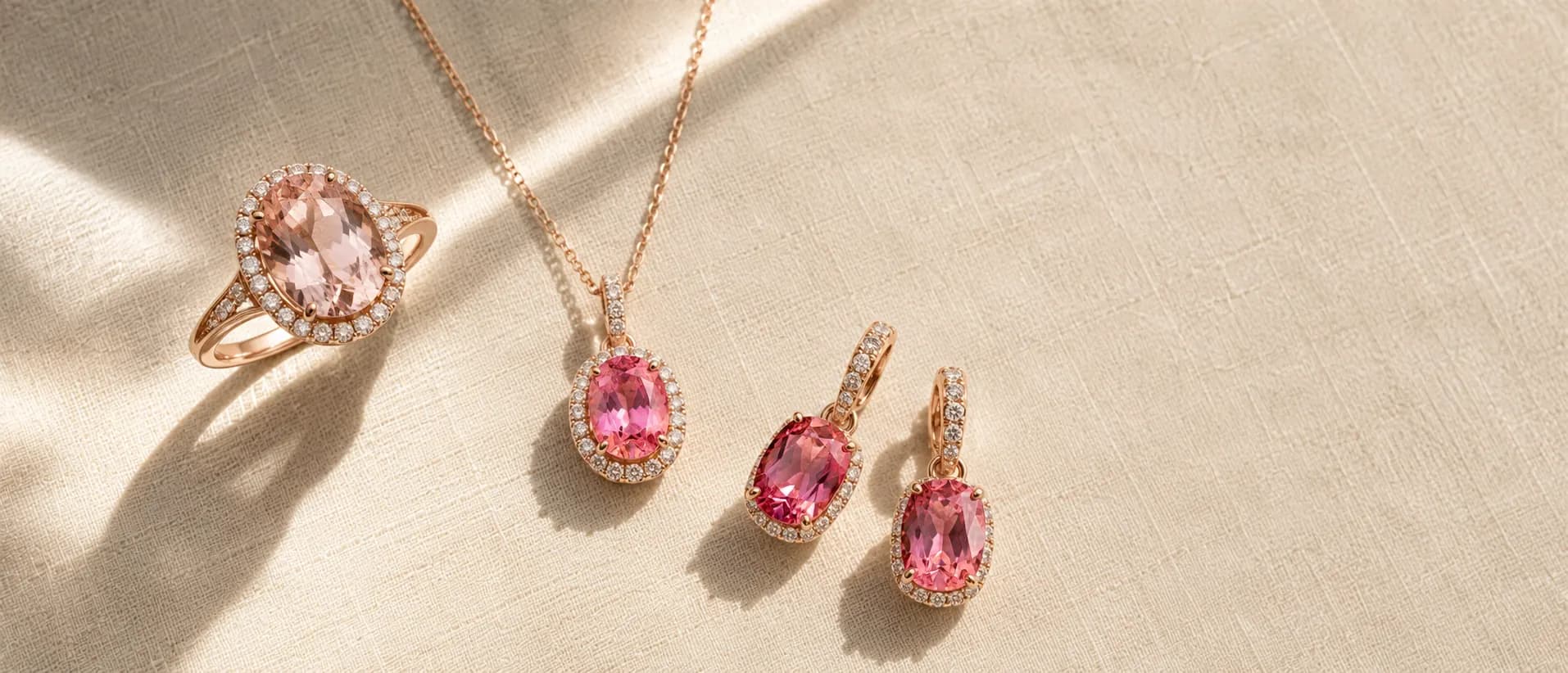 Pink colored gemstone jewelry