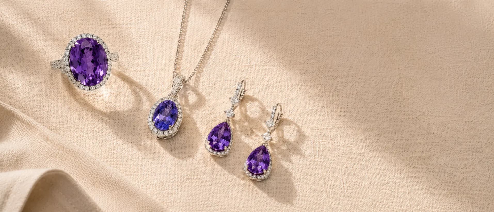 Purple colored gemstone jewelry