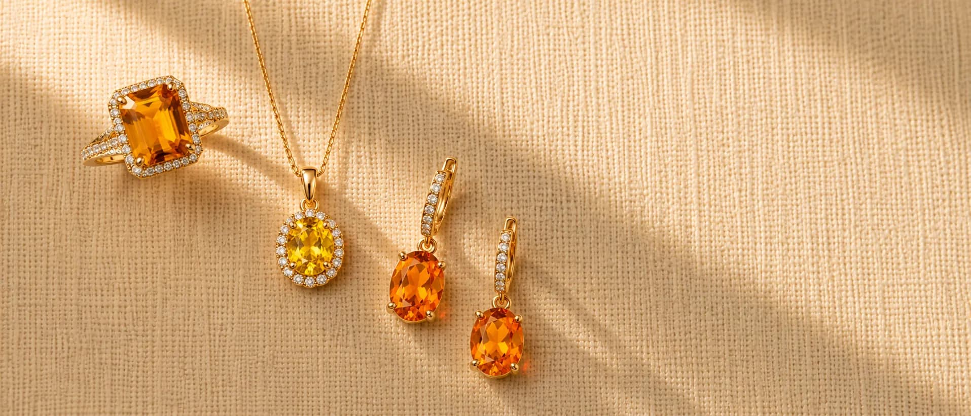 Yellow & Orange colored gemstone jewelry