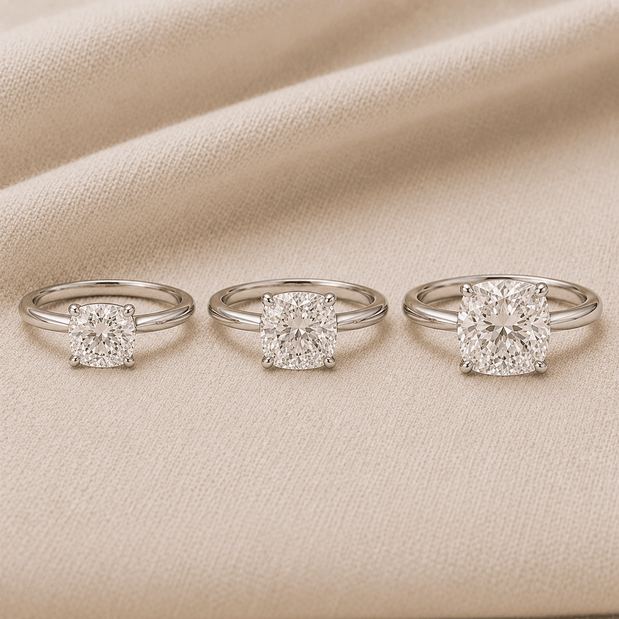 Cushion engagement rings in 1, 2, and 3 carat sizes at ATL Luxury Jewelers Atlanta