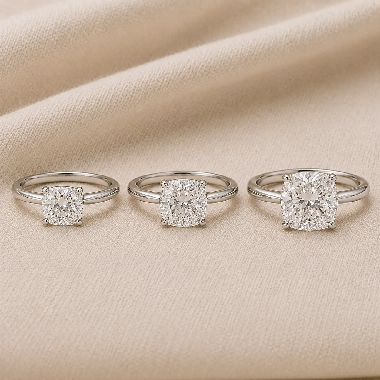 Cushion engagement rings in 1, 2, and 3 carat sizes at ATL Luxury Jewelry Atlanta