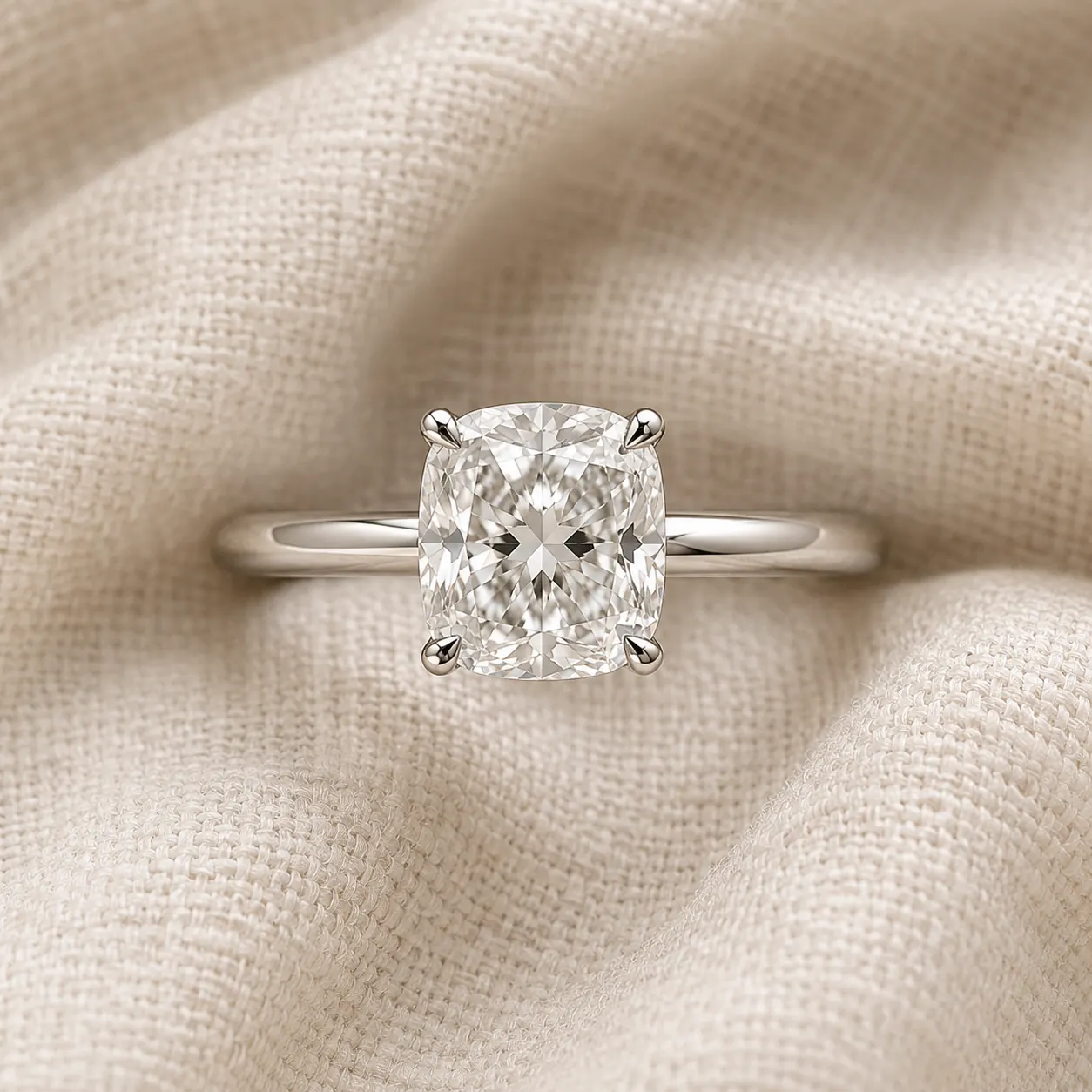 Cushion cut diamond engagement ring