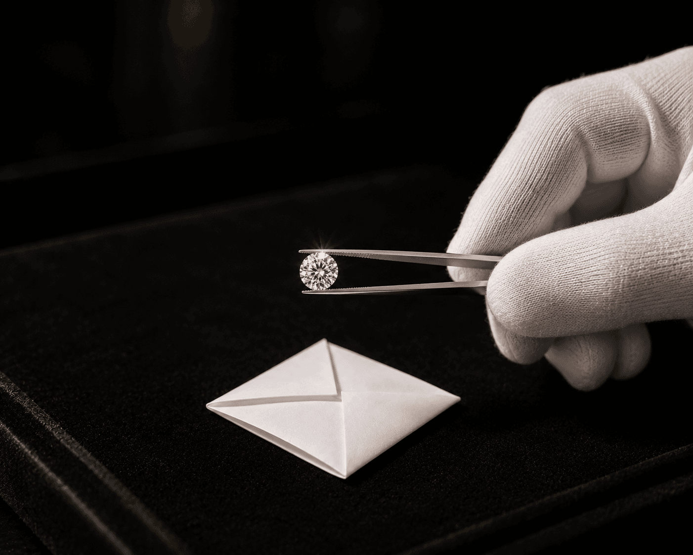 Jeweler examining a diamond under loupe
