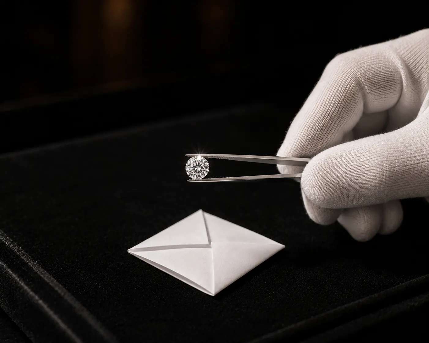 Jeweler examining a diamond under loupe