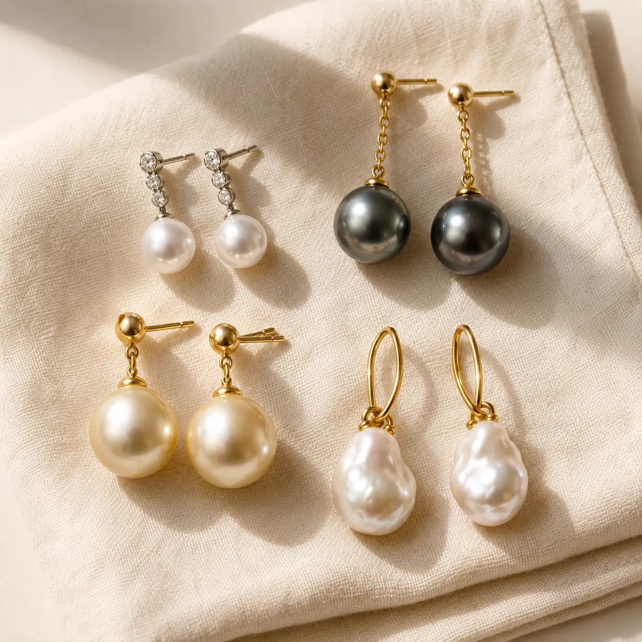 Pearl drop earrings — Akoya, Tahitian, South Sea, and baroque pearls at ATL Luxury Jewelry Atlanta