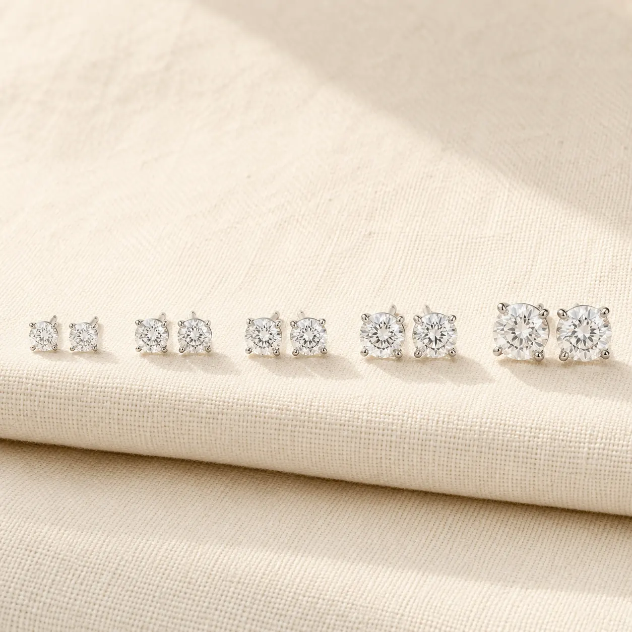 Diamond stud earrings in 0.5, 1, 2, 3, and 4 carat total weights at ATL Luxury Jewelry Atlanta