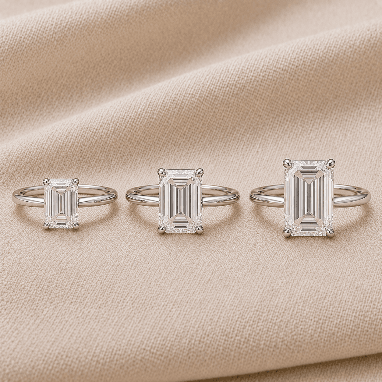 Emerald cut engagement rings in 1, 2, and 3 carat sizes at ATL Luxury Jewelers Atlanta