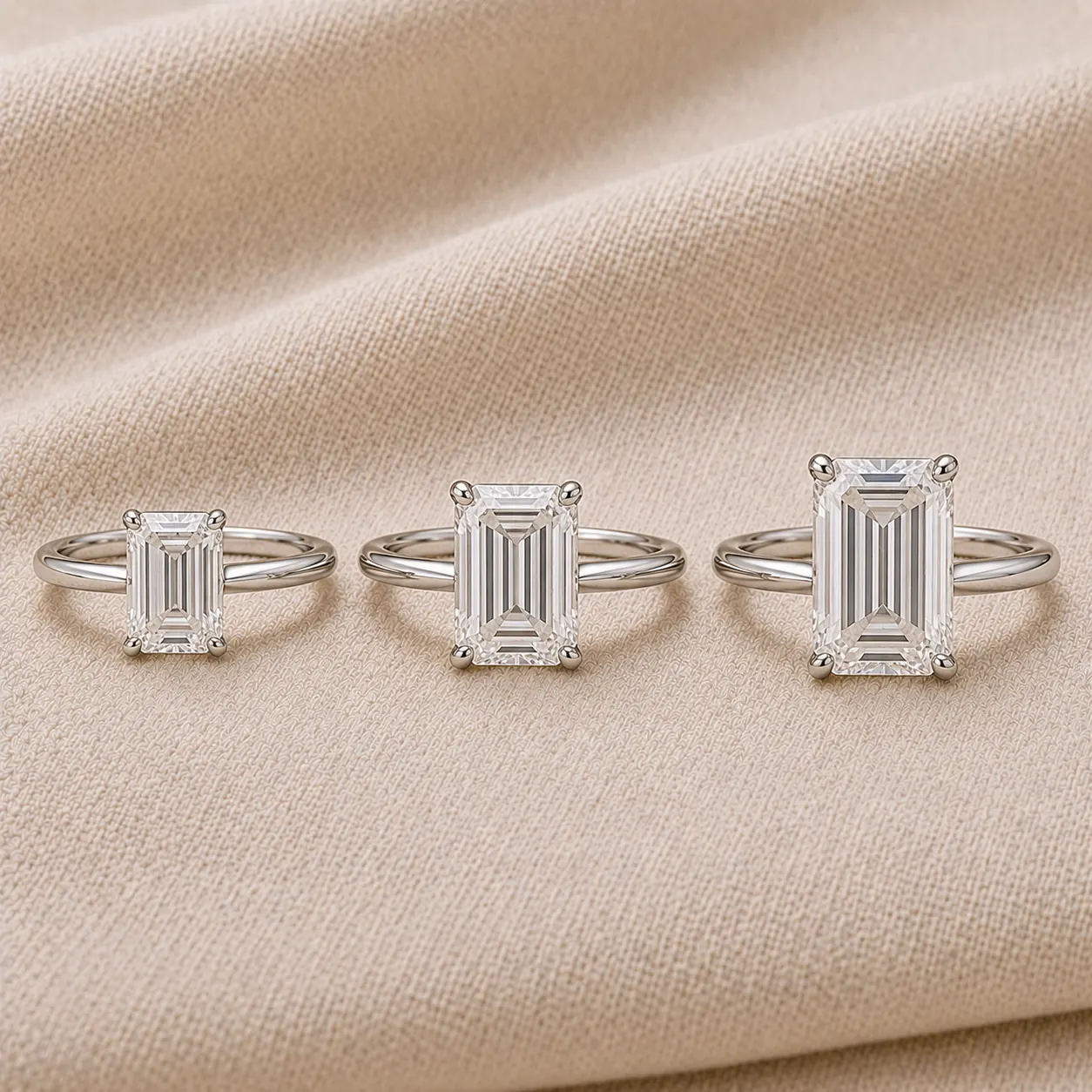 Emerald cut engagement rings in 1, 2, and 3 carat sizes at ATL Luxury Jewelry Atlanta