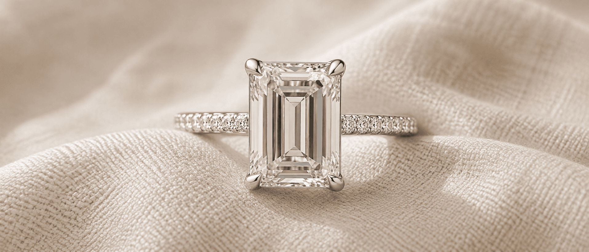 Emerald cut lab grown diamond