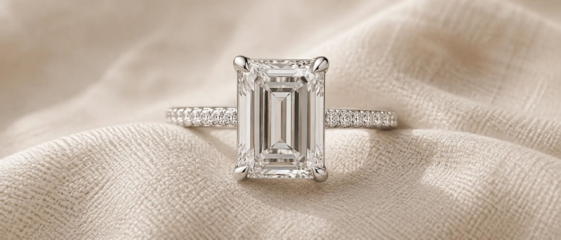 Emerald cut lab grown diamond