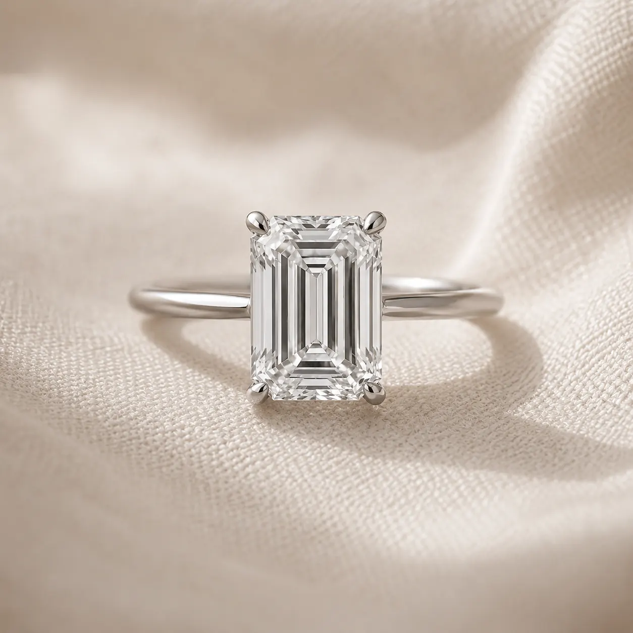 Emerald cut diamond engagement ring