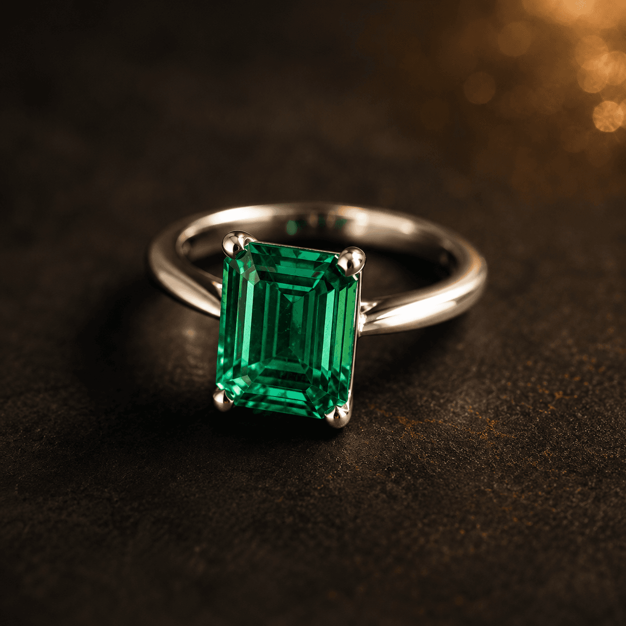 Emerald-cut emerald engagement ring in yellow gold at ATL Luxury Jewelers Atlanta