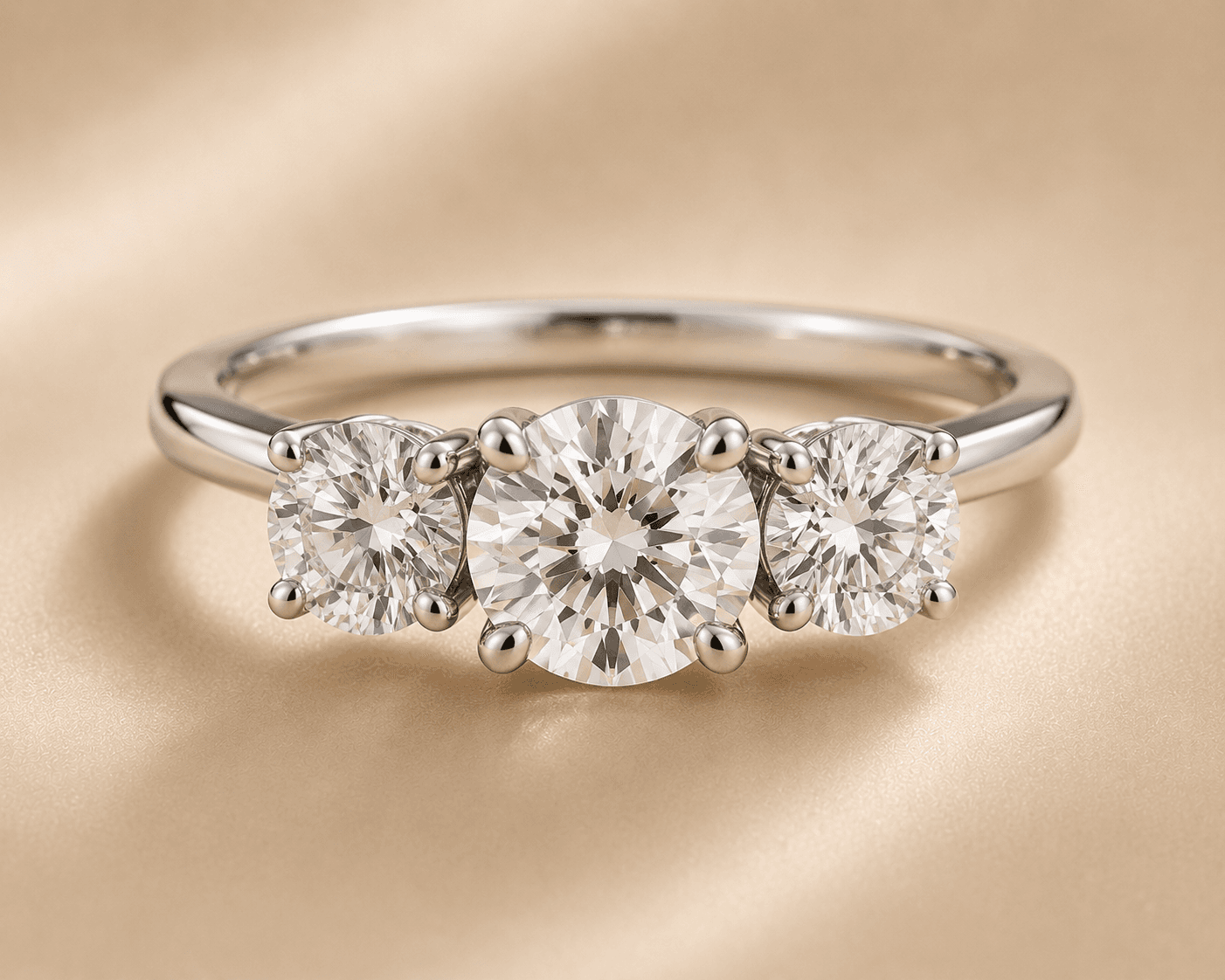 Three-stone ring close-up