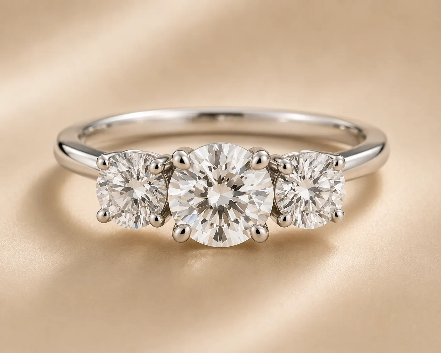 Three-stone ring close-up