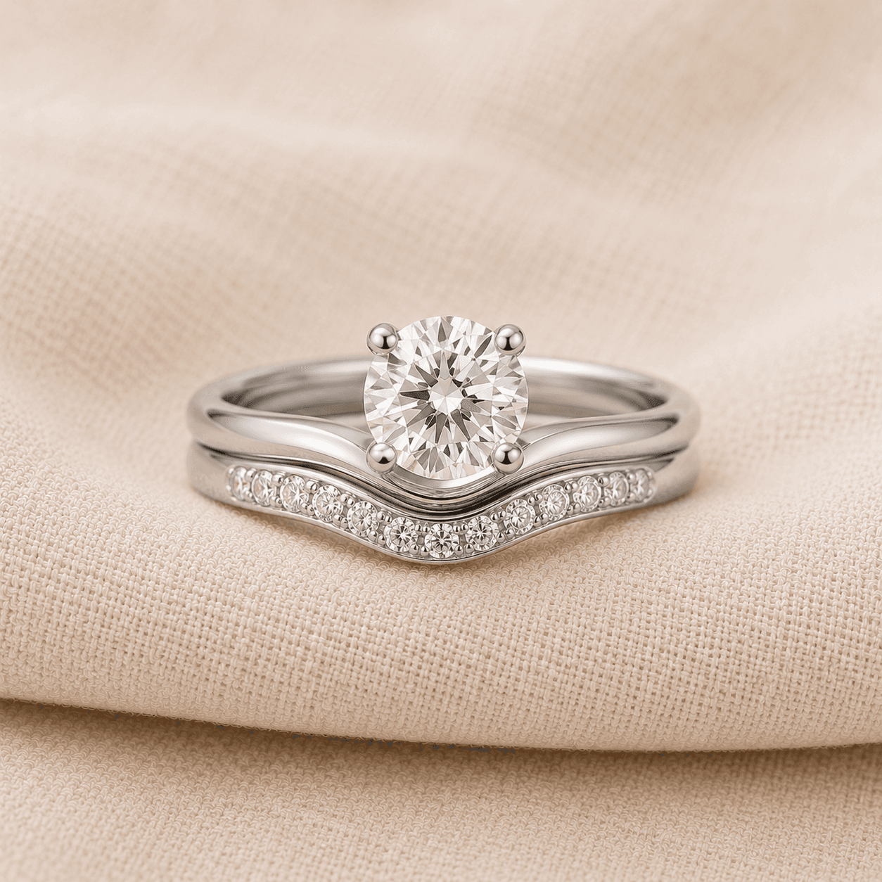 Ring enhancer paired with solitaire engagement ring at ATL Luxury Jewelers Atlanta