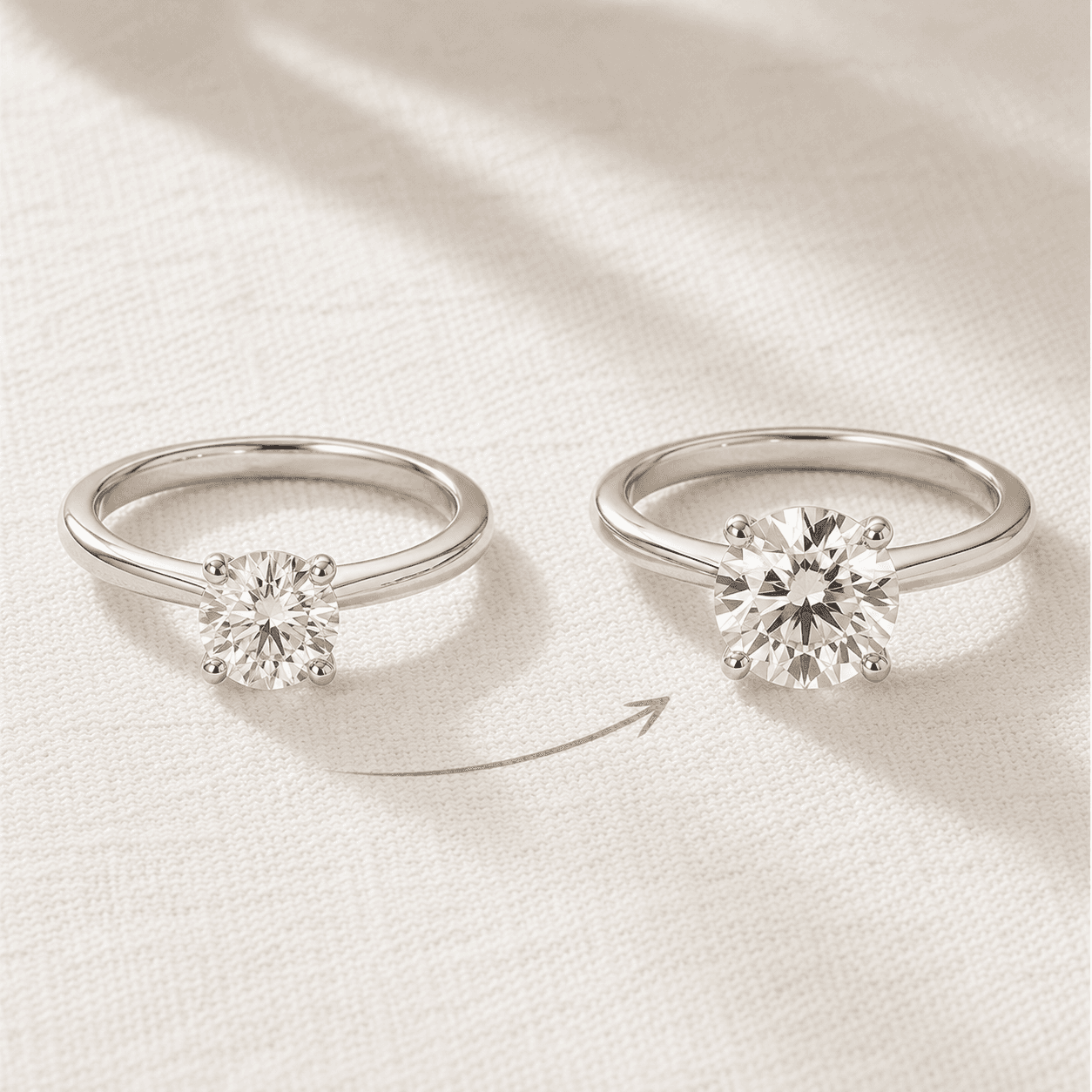 Diamond engagement ring upgrade with larger center stone at ATL Luxury Jewelers Atlanta