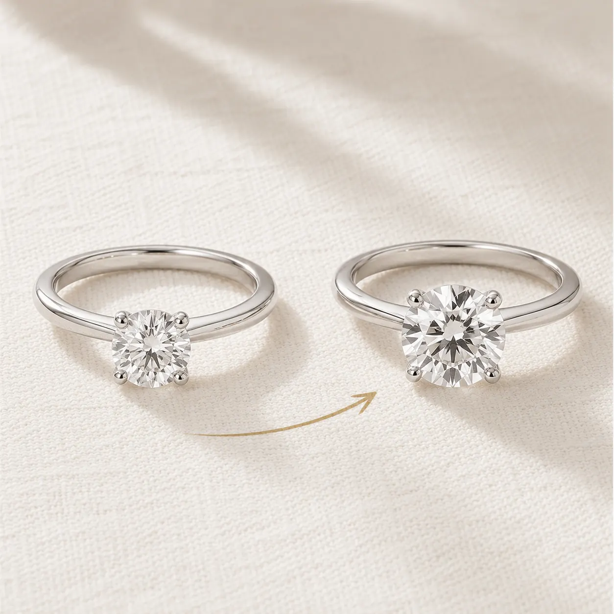Diamond engagement ring upgrade with larger center stone at ATL Luxury Jewelry Atlanta