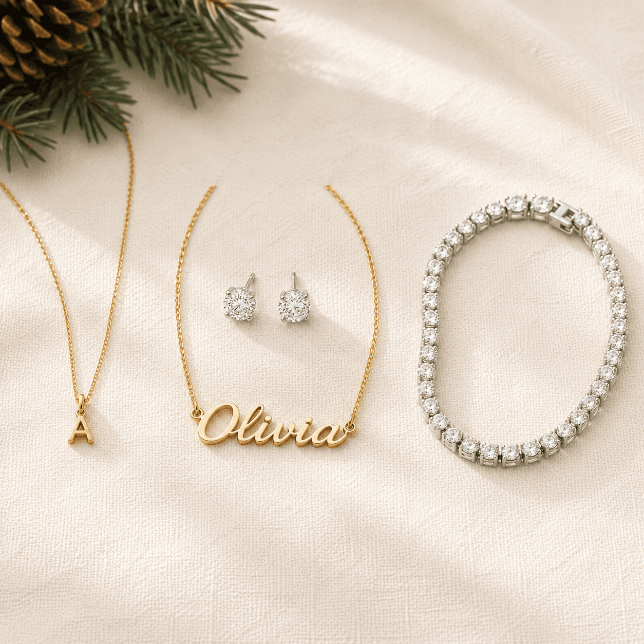 Christmas jewelry gifts across three tiers — stocking stuffer, mid-tier, and statement piece at ATL Luxury Jewelers