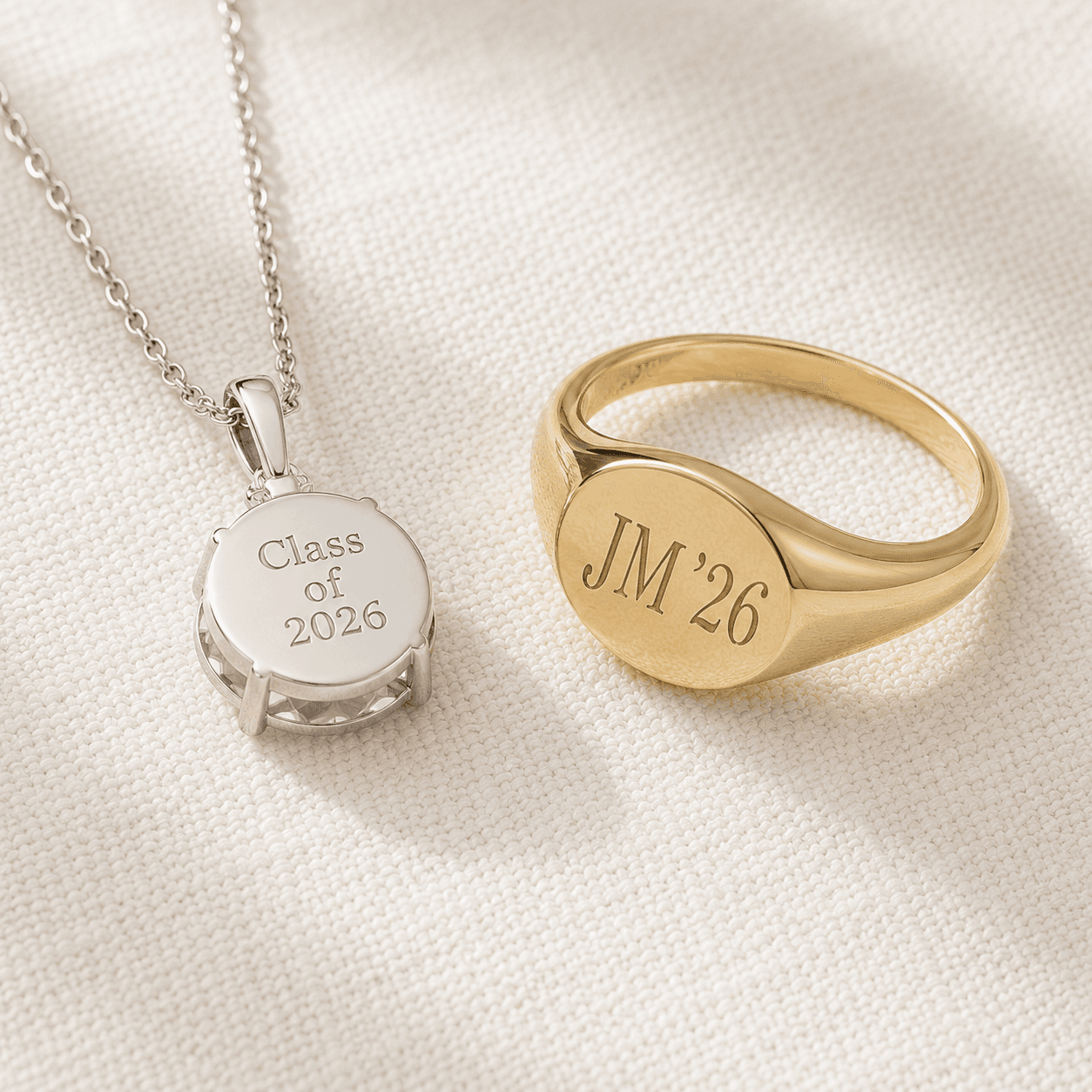 Engraved graduation pendant with date and initials at ATL Luxury Jewelers Atlanta