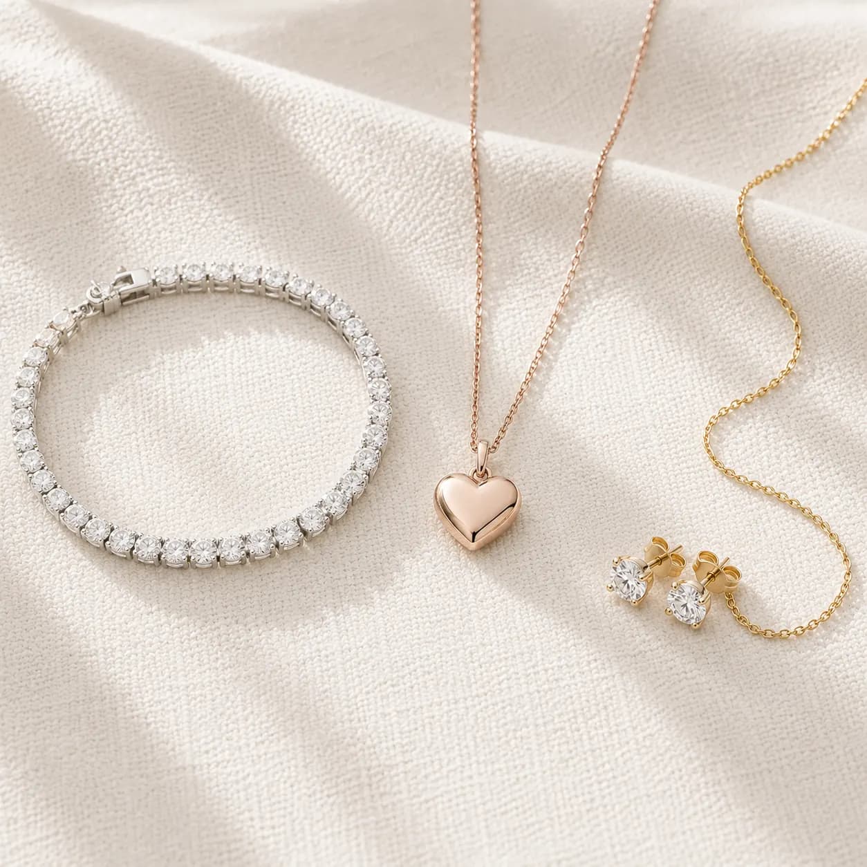 Three jewelry gift categories — milestone diamond, romantic gesture, daily-wear classic at ATL Luxury Jewelry