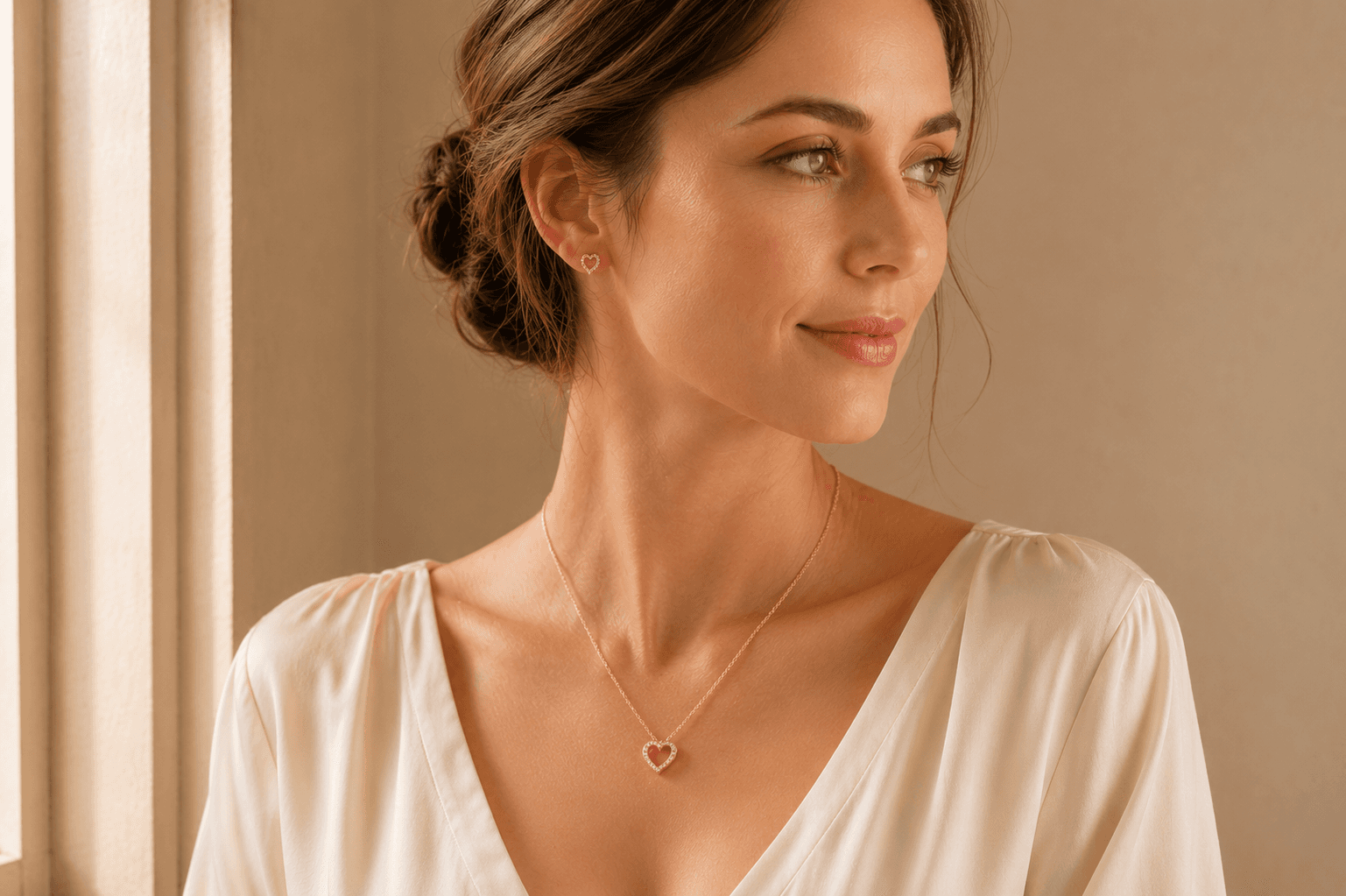 Romantic jewelry gift worn at ATL Luxury Jewelers Atlanta showroom