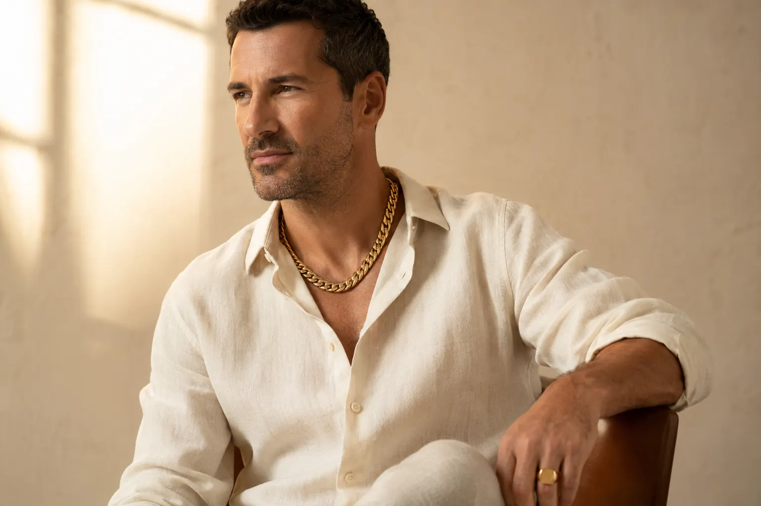 Men's jewelry worn at ATL Luxury Jewelers Atlanta showroom