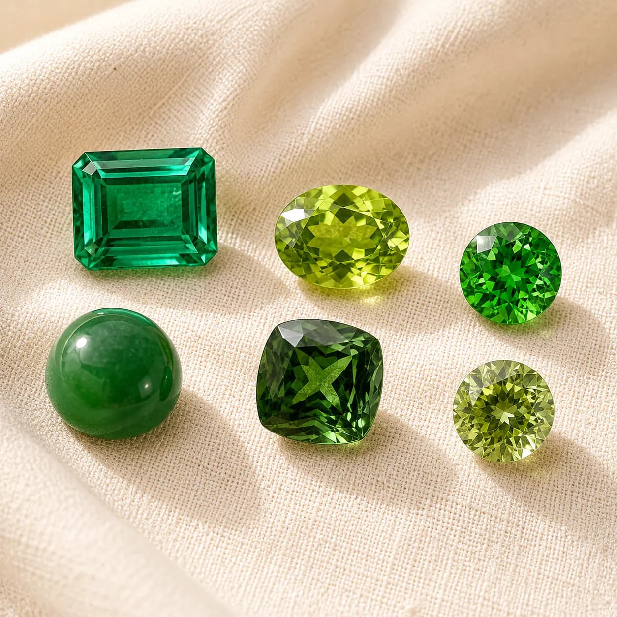 Green gemstone varieties emerald peridot tsavorite jade at ATL Luxury Jewelry Atlanta